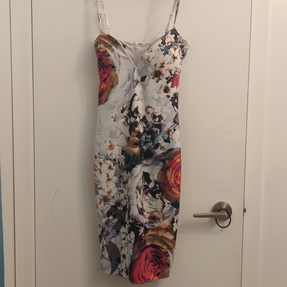 Bebe White Floral Midi Dress